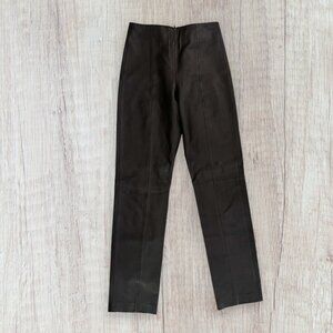 MICHAEL HOBAN Vintage 90s North Beach Black Leather High Waist Moto Fitted Pants
